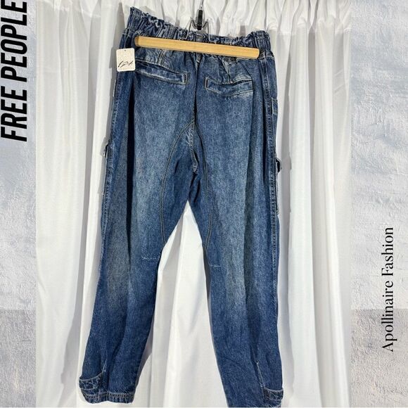 WE THE FREE HAZEL PULL ON UTILITY JEANS IN DARK AND STORMY NWT SMALL - Picture 4 of 9